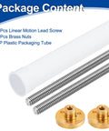 Two Pack 100mm TR4X1 Lead Screws With Brass Nuts For 3D Printers, 1mm Pitch, 1 Start, 1mm Lead, 304 Stainless Steel Rod, Silver Finish.