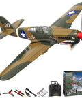 4 Channel RC Plane P40 Fighter With Aileron And 6 Axis Gyro, camouflage design, remote control, accessories included