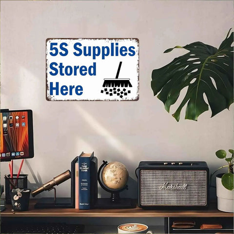 Stored Here Sign For Workshop And Garage, 8x12 Inch Aluminum Metal Sign, Vintage Distressed Wall Decor For Shop, Warehouse, Storage Area, Durable Aluminum Signage With Bold Readable Message on wall