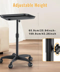 Adjustable Height Rolling Salon Tray on Wheels with 360 Degree Mobility and Hair Resistant Swivel Casters in home setting.