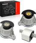 Heavy Duty Engine Motor Mount And Transmission Mount Kit Set Of 3 For Mercedes Benz C250 C300 C350 E350 V6 Rwd Sedan showing rubber steel mounts with packaging.