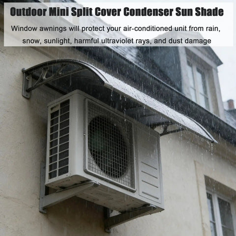 Tough As Nails Outdoor EV Charger Cover Weatherproof Charging Station Roof Drip Proof Rain Snow UV Shield protecting AC unit from rain.