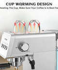 Semi Automatic Espresso Machine With 20 Bar Italian Pump showing cup warming design for optimal coffee flavor.