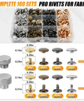 Leather Rivets Press Tool Kit With 160 Rivets And Installation Pliers, 4 colors and 2 sizes in organizer box.