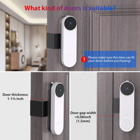 Anti Theft Doorbell Mount Clamp On Side Of Door For Easy Install No Drill Required Secure Dark Gray Mount Fits Most Doorbells