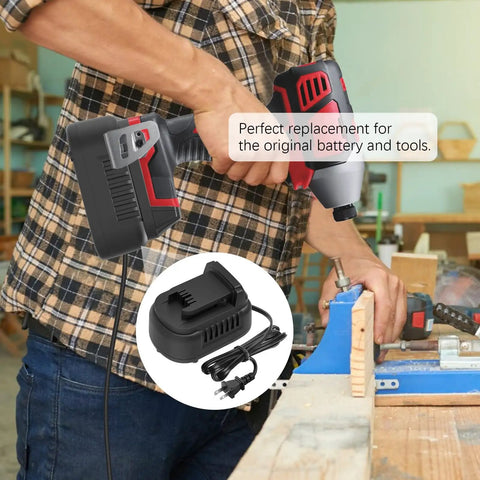 Real Deal AC To DC Voltage Converter For Milwaukee M18 Power Tools 120V To 18V Transformer in use with power tool.