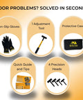 4 In 1 Door Hinge Adjustment Tool Kit for Realigning Sagging Doors and Installing Hinges with precision gap wrench and gloves