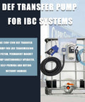 Heavy Duty 110V DEF Transfer Pump Kit For Drums And Totes Brings Ready To Roll Performance With Integrated Flow Meter And Stainless Steel Nozzle For Zero Drama Fluid Pumping Operations on a IBC container.