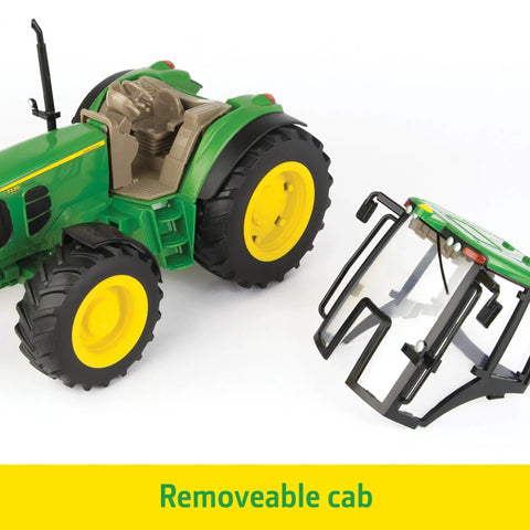 One Sixteenth Scale Big Farm 7430 Tractor With Grain Cart Toy Set featuring removable cab component for kids realistic playtime.