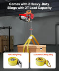 Heavy Duty Wireless Electric Hoist 1320 Lb Lift, 1150W 110V Steel Wire Winch With Remote Control, 40-Foot Lift Height, Durable Garage Shop Warehouse Factory Lifting Solution for Heavy Objects with 2 lifting slings
