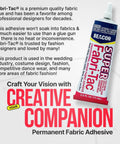 Tube of Beefed Up Heavy Duty Fabric Adhesive For Indoor And Outdoor Use With Fast Grab And Quick Drying Crystal Clear Bond 2.5 oz