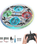 Dope Kid Friendly RC UFO Airplane With 2.4GHz Remote, colorful drone with 360 flip capability, accessories visible