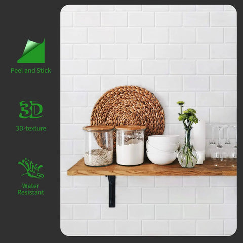 Peel And Stick Backsplash Tile Set For Kitchen And Bath Self Adhesive Vinyl Subway Tiles Easy DIY No Mess 12 Inch Square Tiles