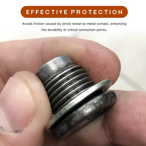 Close-up of washer from 12 Pack Differential And Transfer Case Crush Washer Kit With Corrosion Resistant Drain Plug Washers and Gaskets