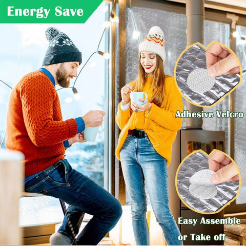 Couple enjoying coffee by window with 6mm Thick Reflective Double Bubble Aluminum Foil Insulation installed, energy-saving