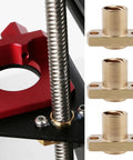 Six Pack T8 Lead Screw Trapezoidal Nuts 2mm Pitch 8mm Lead For Ender 3 CR10 CR10S 3D Printer Brass Copper Nut With High Wear Resistance And Smooth Movement, showing brass nuts and lead screw setup
