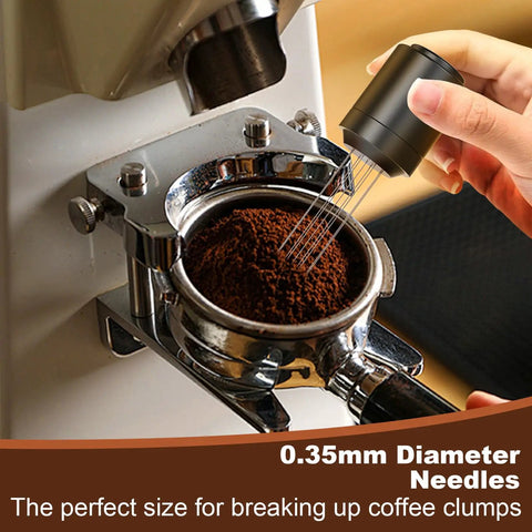 Using Espresso Distribution Tool WDT Style With 18 Stainless Steel Needles 0 35mm For Even Grounds In The Portafilter