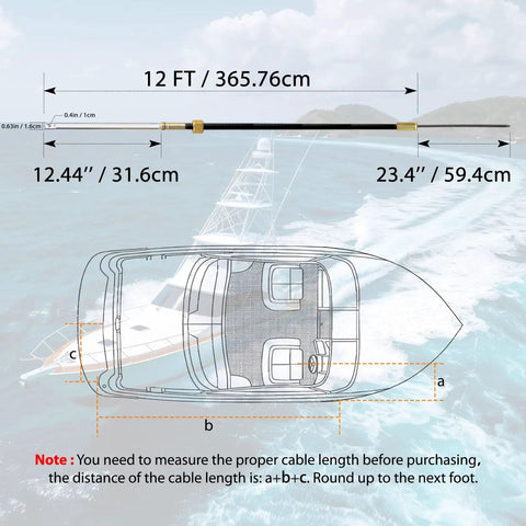 Boat Steering Cable 12 Feet Universal Rotary Replacement For Single Station Boats Built For Rough Water Beefed Up Durability And Easy Fit Compatible With SeaStar SSC6212 Uflex M66X12 Teleflex SSC6200 SSC6300 Morse Steering Cables