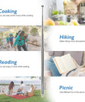 Telescopic 7-Section Antenna 74cm AM FM Replacement in lifestyle scenarios: cooking, hiking, reading, and picnic.