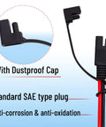 Beefy Sae To O Ring Terminal Connectors Paired With Sae Battery Wiring Setup Featuring Dual 2 Foot 2 Pin Harnesses At 16 Awg Copper Core, showing standard SAE plug with dustproof cap.
