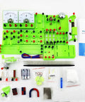 Hands On Science Kit For Kids And Classrooms, Simple Circuit Doorbell Experiments kit with green panels and accessories