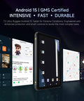 Hardcore Rugged Tablet With 10.95 Inch Screen Running Android 15 Packing 20 GB Ram And 256 GB Storage displayed with apps and map.