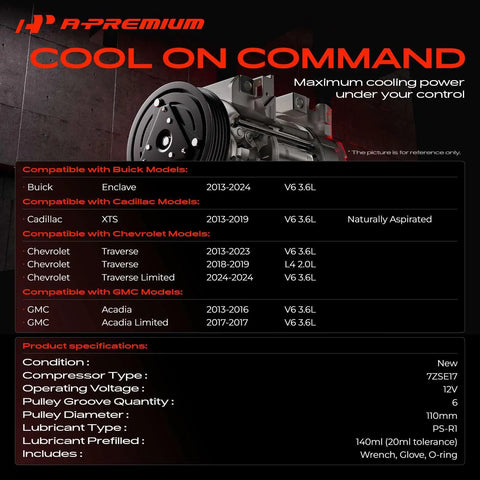Heavy Duty AC Compressor With Clutch 7zse17 Specs Features Six Groove Pulley Comes Prefilled With OEM Oil Straight Bolt On Drop In Fix