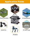 Diagram showing application fields of Waterproof Rc Servo With 50kg Torque Coreless Motor including RC cars, planes, boats, robots.