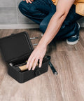 Badass Heavy Duty Metal Toolbox With Secure Locking Latch And Portable Carry Handle For Auto Work And Home Fixes, opened with tools inside.