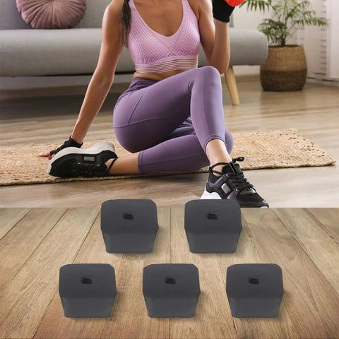 Five Pack Rubber Shock Absorbing Pads For Gym Equipment Anti Slip Feet Bumpers With 16mm Hole 46x46x25mm Floor Protectors