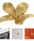 Brushed Brass Five-Leaf Flower Cabinet Knob And Dresser Pull For Wardrobe Drawers, Vintage Furniture Hardware For Bathroom And Kitchen Cabinets, Ergonomic Grip, Go-To Sleek Floral Design installed on various cabinets