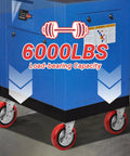 8 Inch Heavy Duty Industrial Caster Wheels Set Of 4 With Dual Ball Bearings Solid Polyurethane Wheels 6000 LB Capacity Plate Swivel Casters For Cart Machine Industrial Applications installed on blue cart