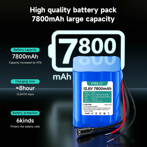12V Rechargeable Lithium Battery 7800mAh With Charger And Bare Leads For RC Car RC Boat RC Plane LED Light Strip CCTV Camera