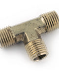 Forged Brass Tee Pipe Fitting Three Way With Three One Eighth Inch NPT Male Threads For Plumbing No Fuss Install Durable Brass