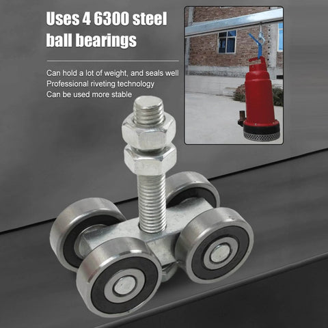 Beefy Heavy Duty Sliding Door Roller Replacement Kit With Steel Track Wheel Hanger And Barn Door Rail Trolley, close-up