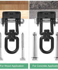 Beefy 360 Degree Swivel Swing Hangers Kit, 1200 Lb Capacity Stainless Steel Ceiling Mount for wood and concrete applications