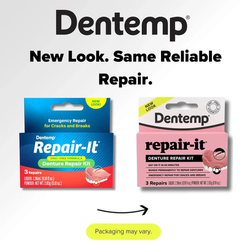 Zinc Free Denture Repair Kit For At Home Use DIY Friendly With Complete Repair Material And Tools Included packaging