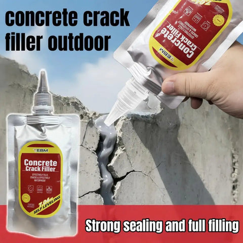 Tough As Nails Concrete Crack Filler That Stands Firm Under Running Water With A Flow Resistant Water Feature Compound Reliable For Pond Basin Restoration And Repair being applied to fill a concrete crack outdoors.