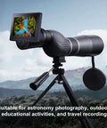 WiFi Eyepiece For Telescope With Slick 4.3 Inch HD Screen And 1080P Real Time Imaging on tripod displaying vibrant bird photo