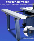 Badass Retractable Table Saw Featuring A Kicker 1800 Watt Motor For Razor Clean Cuts On Lumber Aluminum And Pvc 45 Degree Bevel Range showing telescopic table extension for increased workspace.