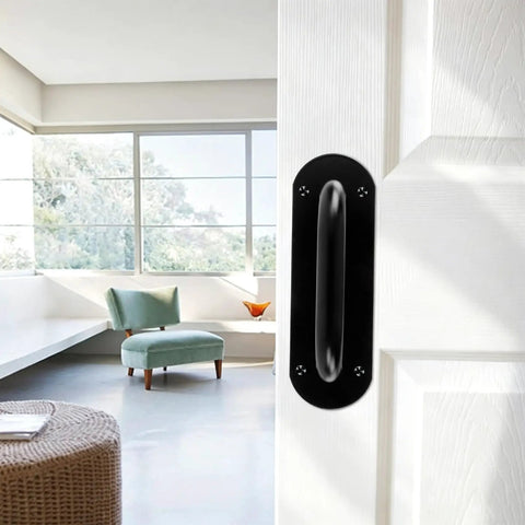 9 Inch Stainless Steel Barn Door Handle Black Heavy Duty Pull For Barn Doors And Home Rooms Easy Install Durable Hardware Beefy Construction With Smooth Surface Anti Slip Grip And Simple Mounting For Indoor Outdoor Use on white door