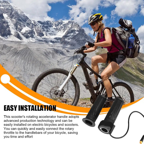 Pair Ebike Throttle Grips Full Twist Waterproof 3 Pin Connector Universal Handlebar Grip For E Bike Motorcycle Scooter Speed Controller And Accelerator