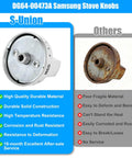 Comparison of DG64-00473A Samsung Stove Knobs showing high-quality material versus rusty, fragile competitors.