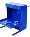 Rugged Bench Parts Cleaner With 14L Tank Capacity And 120V High Flow Pump Kickin Serious Deep Wash Power For Quick Engine Degreasing And Shop Tool Care Blue Finish, showing the blue chassis with sprayer.