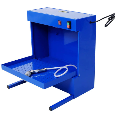 Rugged Bench Parts Cleaner With 14L Tank Capacity And 120V High Flow Pump Kickin Serious Deep Wash Power For Quick Engine Degreasing And Shop Tool Care Blue Finish, showing the blue chassis with sprayer.