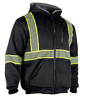 Men's Reflective Wool Fleece Safety Hoodie With High Visibility ANSI Class 3 Work Jacket Sweatshirt For Construction Sites Black XL Durable Warm Winter Gear With Thick Reflective Strip.