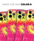 Full Body Skin Decal Wrap Kit For IPhone 11 Spiral Tie Dye V2 in vibrant yellow and pink design