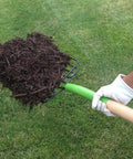 61 Inch Heavy Duty 10 Tine Welded Steel Bedding Fork Workhorse With Hardwood Handle used for moving mulch in garden