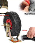 2 Pack Heavy Duty Rubber Trolley Castors With Smooth Rollin Pneumatic Air Caster Wheels And Secure Brake Lock Swivel Action on steel plate