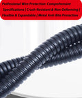 Heavy Duty Flexible Metal Conduit Corrugated Electrical Hose With Pvc Coated Wire Protection Tube One Hundred Meter Roll displayed coiled with black PVC finish.